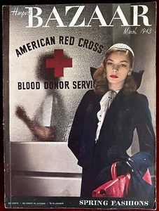 Harper's Bazaar Magazine ~ March 1943 ~ Lauren Bacall Dahl-Wolf Rita Hayworth - Imagen 1 de 18