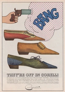 1965 Corelli Shoes: Bang, They're Off In Corelli Vintage Print Ad - Picture 1 of 1