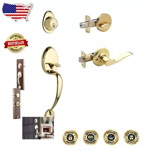 Stylish Left-Hand Waverlie Lever and Polished Brass Handleset for Entryways - Picture 1 of 7