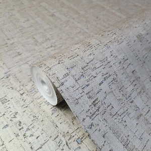 Vinyl Modern Faux Cork industrial bronze silver metallic textured wallpaper roll - Picture 1 of 11