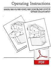 AB DICK 9805 9810 XC XCS XCD OFFSET DUPLICATOR OPERATORS INSTRUCTION MANUAL