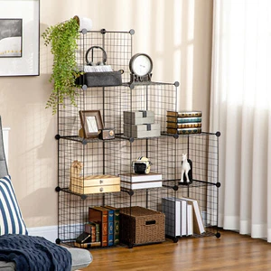 Sistema de estanterías HOMCOM, estantería para cubos DIY, 9 compartimentos, estantería enchufable de alambre de acero - Imagen 1 de 10