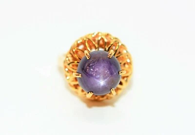 Anillo solitario anillo solitario vintage de oro macizo de 14 quilates con zafiro estrella natural 7,82 quilates Foto 1 de 4