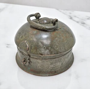 Antique Copper Round Betel Nuts Supari Box Original Old Hand Crafted - Picture 1 of 7