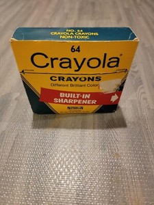Vintage 1970s (?)CRAYOLA CRAYONS 64 Built In Sharpener MADE IN USA Indian Red 
