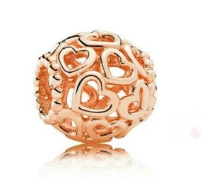 💛💛 1 piece European charm - yellow gold filigree open work hearts spacer - Picture 1 of 1