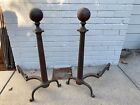 Antique Large Brass Andirons
