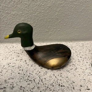 Mallard Duck Hand Carved Painted Wooden Golf Club Head Wood Paperweight Nice!!! - Picture 1 of 6