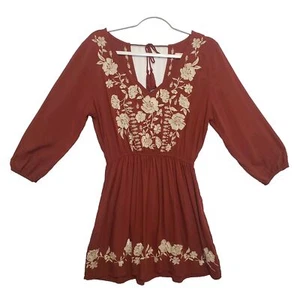 Abercrombie & Fitch Women's Cranberry Embroidered Floral Dress Size Large - Picture 1 of 11
