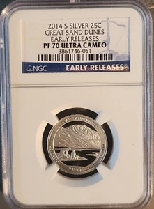 2014-S PF70 ULTRA CAMEO Great Sand Dunes ATB Silver Quarter Early Releases NGC - Picture 1 of 5