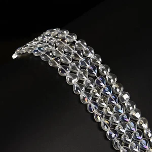 Clear AB Crystal Glass Heart Shape Beads Size 8mm 10mm 15.5'' Strand - Picture 1 of 4