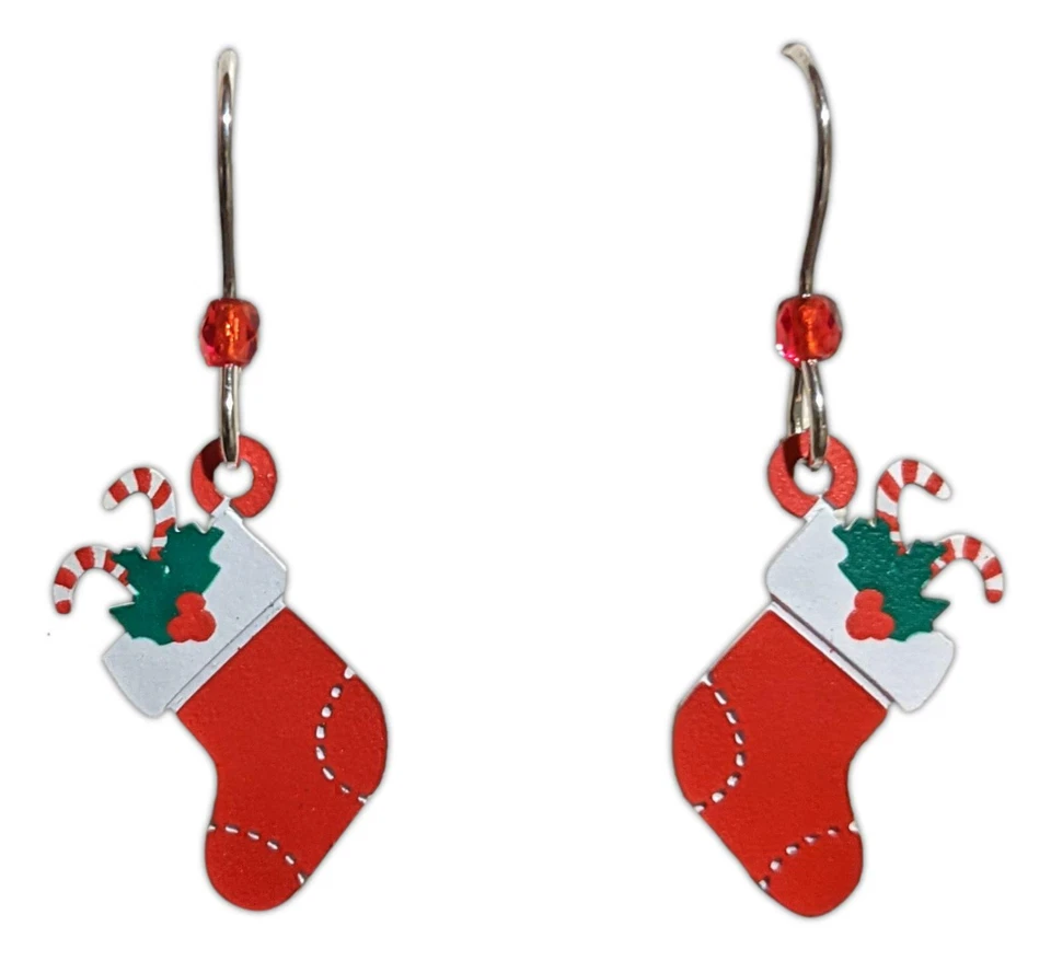 MEDIAS DE NAVIDAD Pendientes Hipoalergénicos, Chapados en Plata de Ley, Cielo de Siena Foto 1 de 1