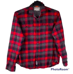 Field & Stream Mens Medium Shirt Plaid Flannel Red Black Button Down Casual @ - Picture 1 of 3
