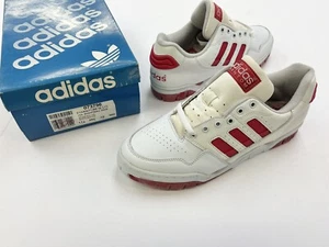 1991 Deadstock Adidas Phantom III Lo White Red Sz 11.5 Men Leather Shoes Vtg - Picture 1 of 8