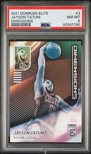 Jayson Tatum Boston Celtics NBA 2021 Donruss Elite Dimensions SSP PSA 8 Pop 2π₯ - Picture 1 of 7