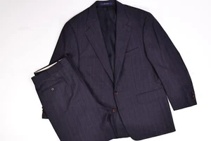 Vintage 90s USA Ralph Lauren Chaps Suit Navy Pencil Stripe 42R / 36x31 Pleated Pants - Bild 1 von 23