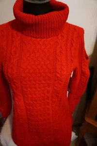 NWT Ruff Hewn Women’s Red Cold Shoulder Cable Knit Sweater Size Medium MSRP $79 - Picture 1 of 3