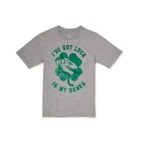ST PATRICK'S DAY I'VE GOT LUCK IN MY BONES BOYS SHORT SLEEVE T-SHIRT S (6- 7) - Picture 1 of 4