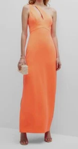 $395 Liv Foster Womens Orange Cutout Twill One-Shoulder Gown Dress Size 8 - Picture 1 of 4