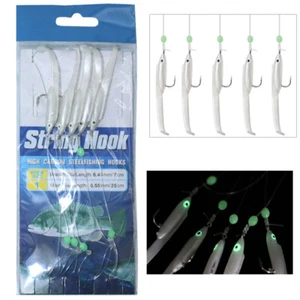 10Packs Eel Fishing Bait Rigs 1# Soft Plastic Eel Sabiki Rig Fishing Lures Hook - Picture 1 of 11