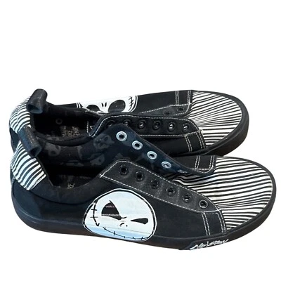 Sapatos de lona listrados Disney Jack Skellington crianças tamanho 7 pesadelo antes de Cristo - Imagem 1 de 4