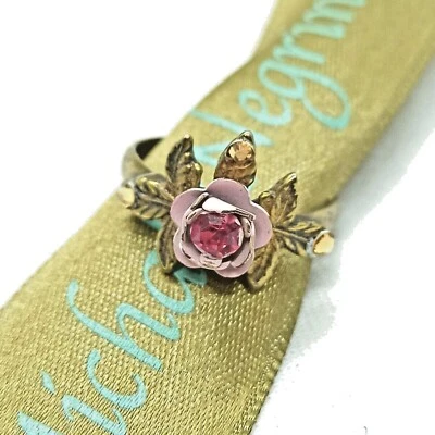 Anillo Michal Negrin Rosa Esmalte 3D Con Cristal Swarovski Romántico Retro De Colección Foto 1 de 4