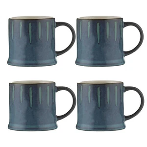 Coffee Mug Stoneware Reactive Glaze Teal Hot Beverages 400ml Drinking Cup 4pcs - Picture 1 of 2
