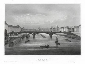 Paris: Von der Seine aus  Originaler Stahlstich um 1850 - Picture 1 of 1