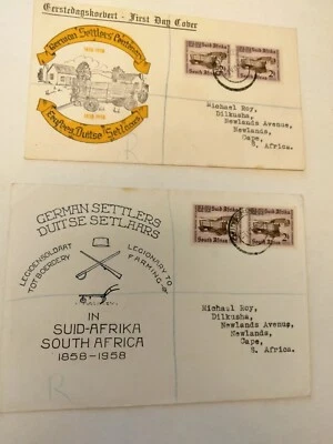 RSA South Africa Pair of 1952 Centenary of arrival of German Sett1ers Covers - Image 1 of 3