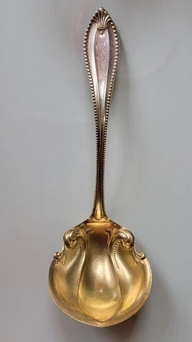 Antique Towle Silversmiths Monogrammed Sterling Silver Gravy Ladle 2 oz. 7  1/4" Cover