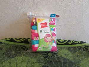 NEW- GIRLS 9 PACK HANES 100% COTTON BIKINIS, UNDERWEAR. CUTE SOLIDS & PRINTS.  - Picture 1 of 3