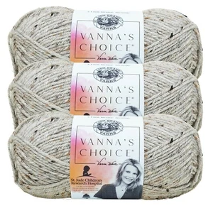 (3 Pack) Lion Brand Yarn 860-401F Vanna's Choice Yarn, Grey Marble - Picture 1 of 6