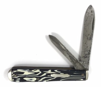 Winchester Pen Jack Knife Black & White Swirl Handles Vintage 10184-LQ - Image 1 of 4