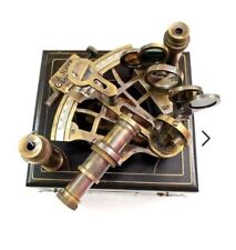 Working Sextant Brass Nautical Marine Wooden Box Vintage Antique Astrolabe Gift