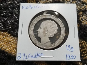 Netherlands 2 1/2 Gulden 1930 Silver Circulated - Made into Pendant (19g Wt) - Picture 1 of 2