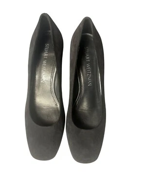 Stuart Weitzman Womens Gray Suede Block Heel Pumps Size 5 M Workwear Classic - Image 1 of 4