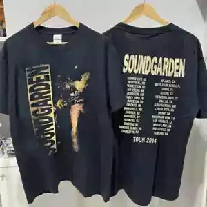 HOT! Vintage Soundgarden 2014 Tour Cotton Black Unisex T-shirt T-Shirt Gift Fans - Picture 1 of 6