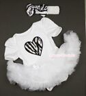 Infant Pure White Jumpsuit ZEBRA Heart Print & White Baby Girl Dress NB-12Month