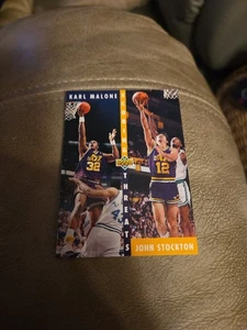 Tarjeta de la NBA 1992-93 Upper Deck #66 Karl Malone & John Stockton Scoring Threats - Imagen 1 de 2