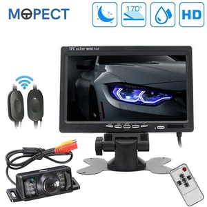 MOPECT Rückfahrkamera Kabellos Funk Nummernschild Mit Farbig Monitor 7 Zoll Auto - Bild 1 von 12