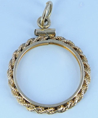 14k винт верхняя веревка рамка безель подвеска для 1/10 унц. Только ободок Panda - Изображение 1 из 4