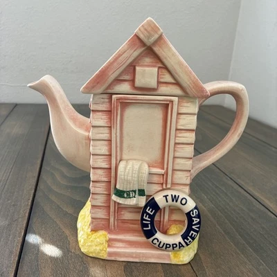 Vintage Collectible 1999 Paul Cardew Beach Hut Teapot Cottagecore Goes to Sea SH - Image 1 of 4
