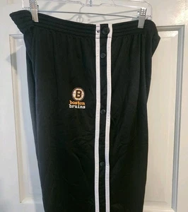 VINTAGE 90S SAVVY BOSTON BRUINS TEAR AWAY SNAP PANTS MENS XL BLACK WHITE RARE  - Picture 1 of 15