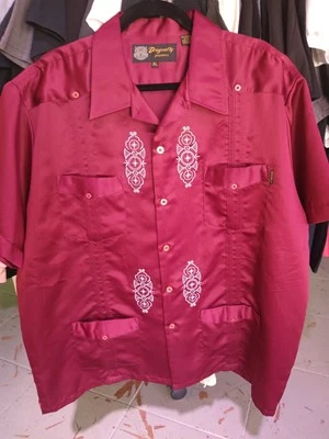 Dragonfly Guayavera XL Red Button Down Shirt - Image 1 of 4