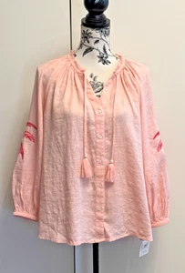 Neu mit Etikett Leinen Charter Club Luxus rosa Leinen Top Bluse Gr. L Damen - Bild 1 von 18