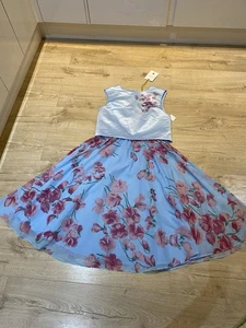 HORROCKSES FASHIONS special Occasion Satin Corset Style Bodice Floral Dress UK 8 - Picture 1 of 12