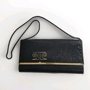 Pierre Cardin Vintage 70's Glomesh Bag / Chain Clutch Black Purse Retro Designer - Picture 1 of 12