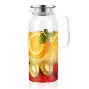 68 oz Glass Pitcher, 2 Liter Glass Carafe for Fridge, Glass Water Jug for Hot... - Picture 1 of 7