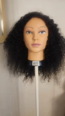 High Quality regular Top Black 20" Kinky curly 150% Virgin Human Hair  Lace Wig  - Image 1 of 4