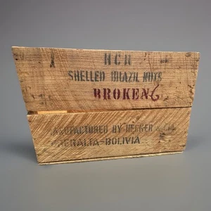 Rare Vintage Brazil Nut Wood Box Wooden Shipping Crate Hecket And CIA Bolivia - Picture 1 of 8